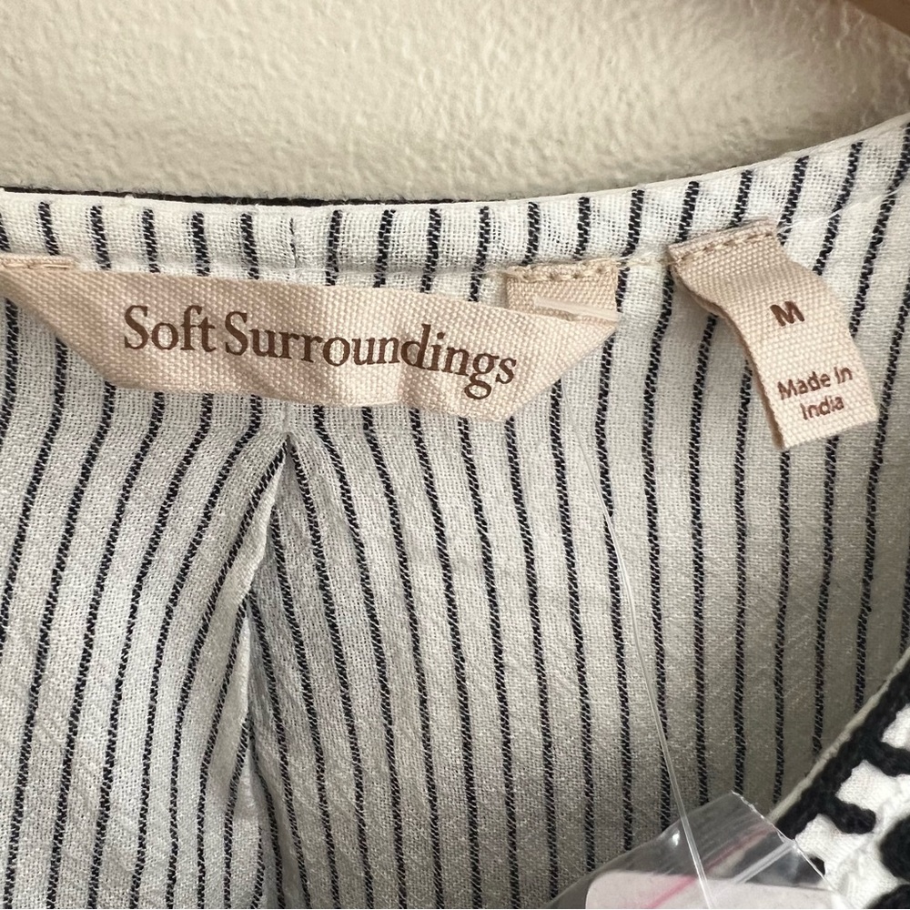 Soft Surroundings White Cropped Jacket with Black Embroidery - Picture 12 of 16